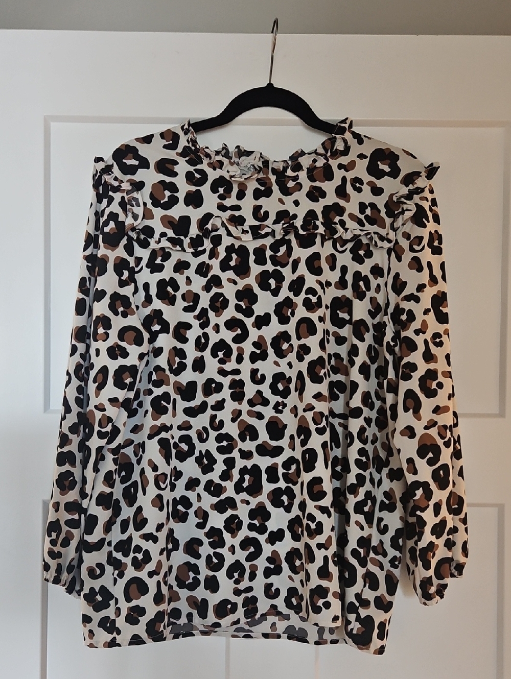 Ruffled Leopard-Print Blouse